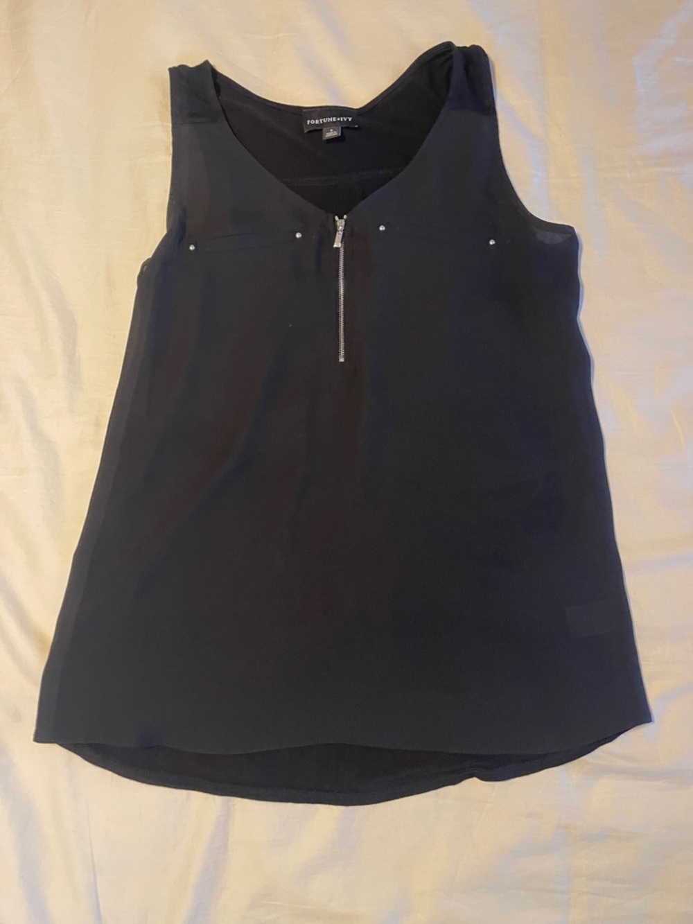 Worthington Black Sleeveless Zip-Front Tank Top